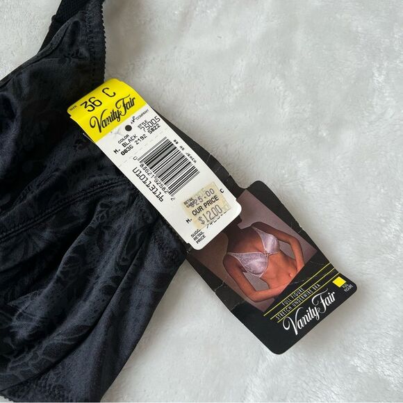 Vintage Vanity Fair Bra 36c black floral cute supportive comfortable comfy - Picture 2 of 3